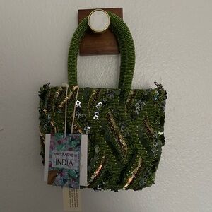 NWT Green beaded Bag
